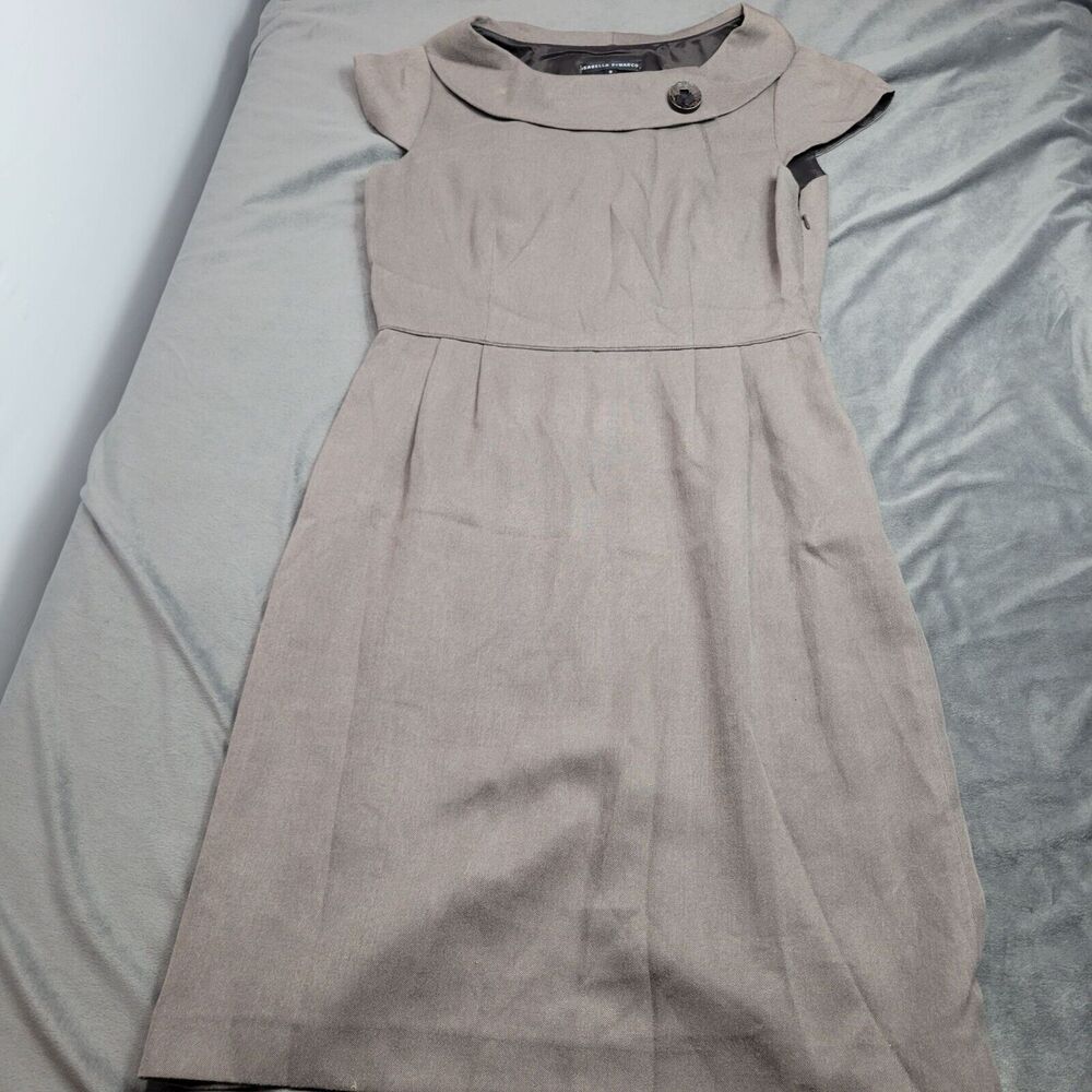 Isabella DeMarco Womens Tan Cap Sleeve Sheath Dress With Button Detail Size 8
